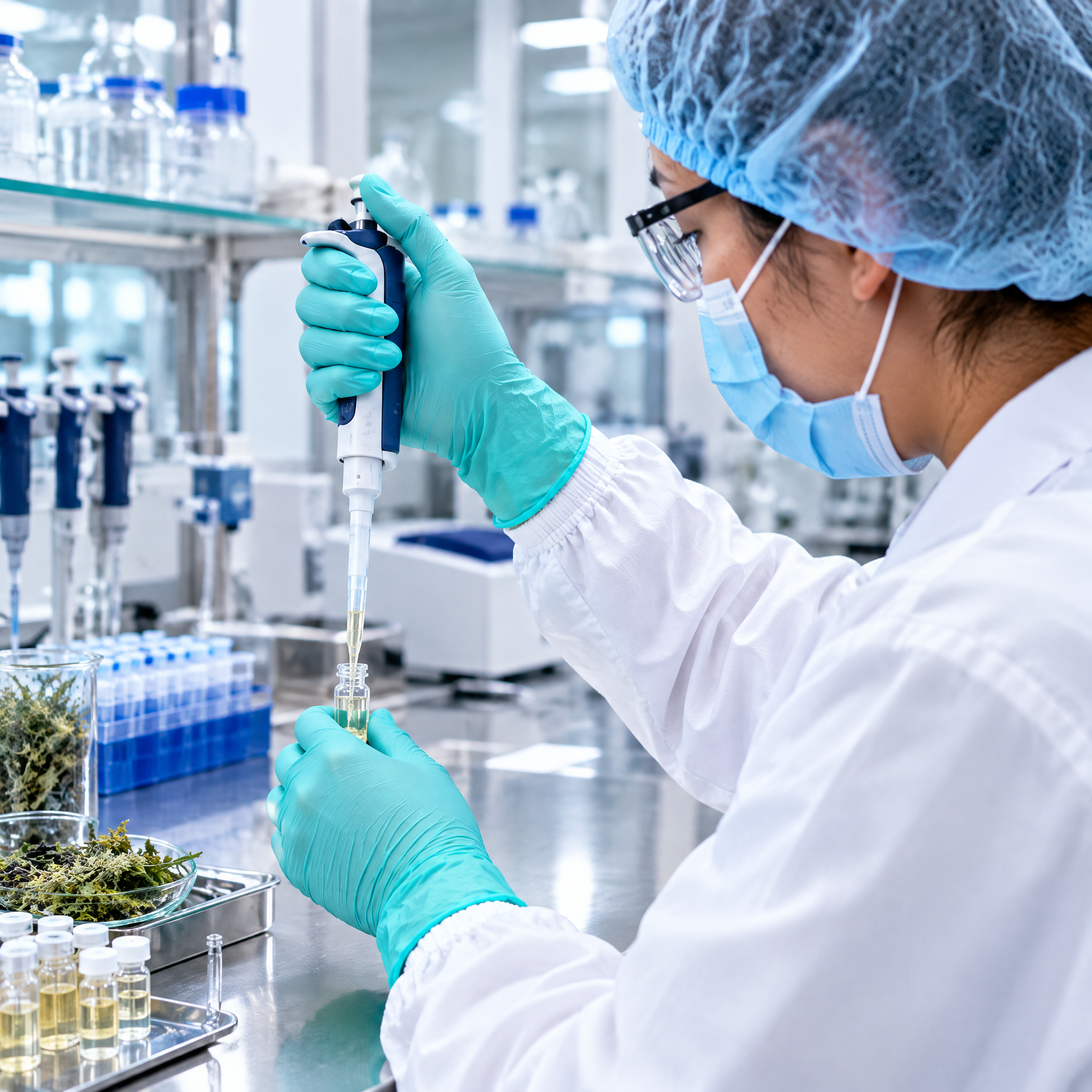 Technician performing sample testing in a laboratory