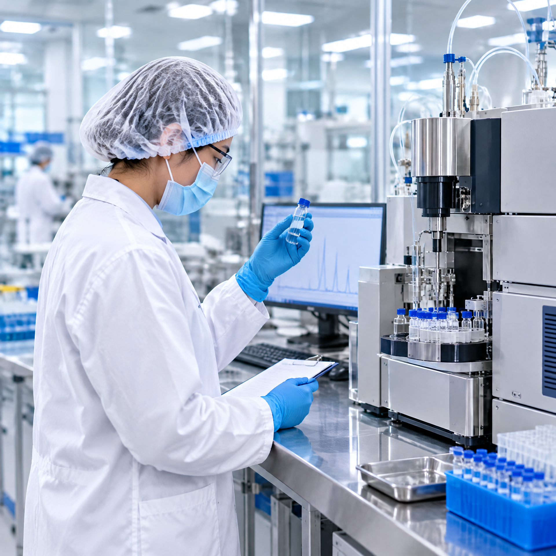 Technician performing quality control in a laboratory